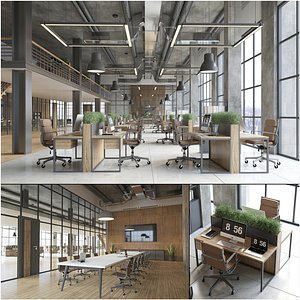 Industrial Open Office Interior