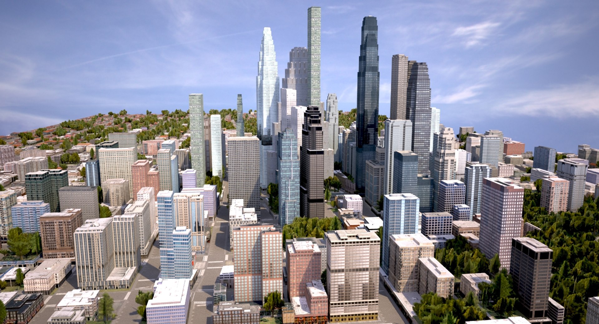 Cityscape Scene Highrise 3d Model