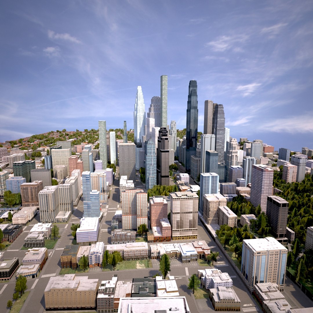 Cityscape Scene Highrise 3d Model