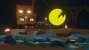 Casa en la Playa-LowPoly