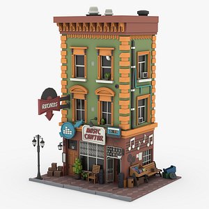 Low poly Music Shop 01 3D
