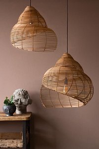 Spiral Shell Shaped Rattan Ceiling Lamp