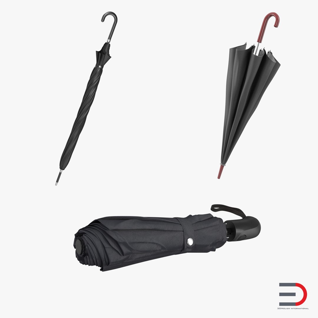 Closed Umbrellas Collection 3D model preview