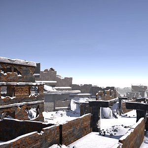 pack ruined city houses 3D model