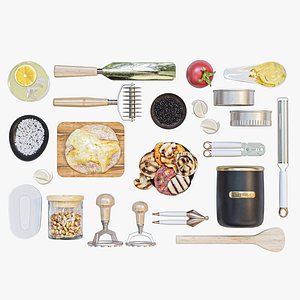 Kitchenware set for the kitchen Bread baking 3D model