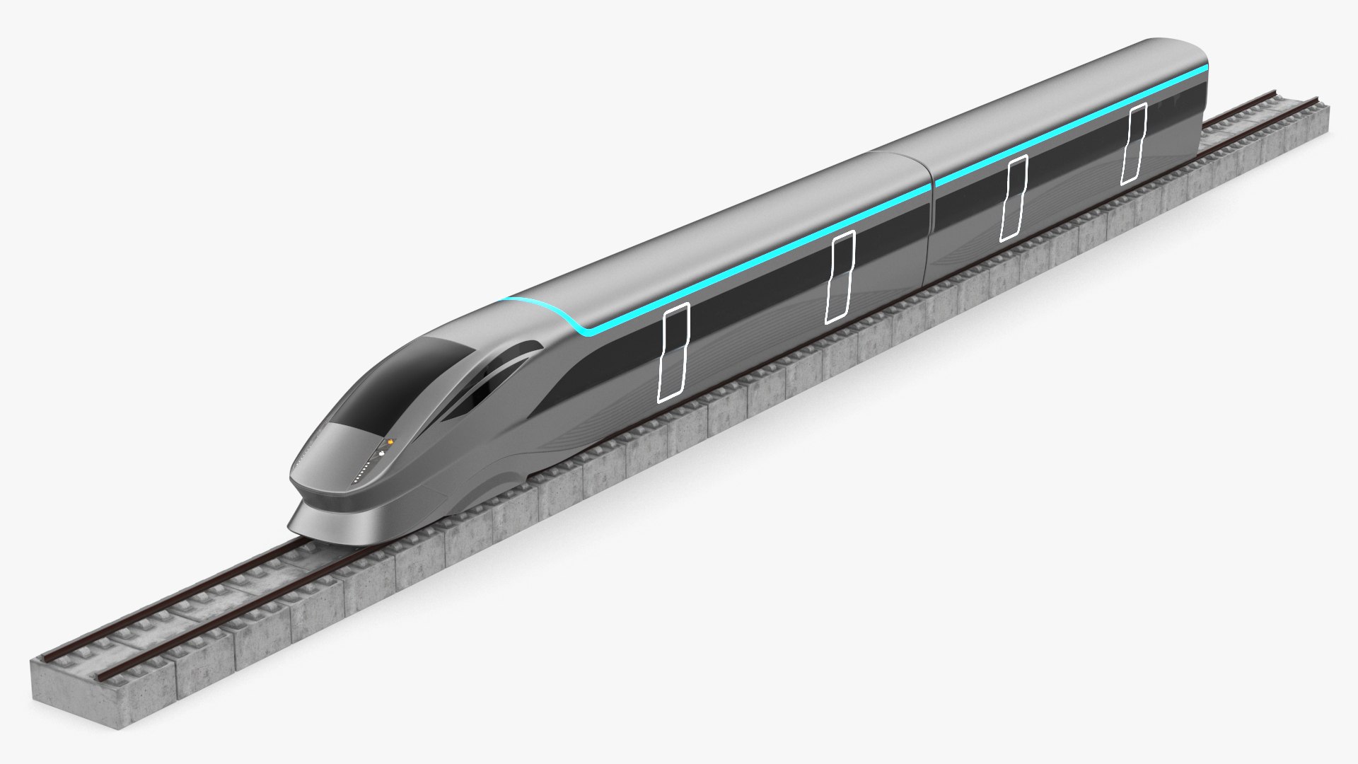 Modern High Speed Train On The Tracks 3D Model - TurboSquid 2261366