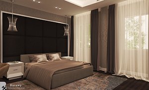 3D contemporary master bedroom model