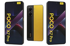 3D Xiaomi Poco X7 Pro 5G Yellow Low Poly
