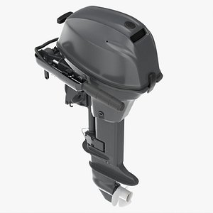 Portable outboard boat motor with folded tiller 3D model