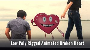 Low Poly Rigged Animated Broken Heart