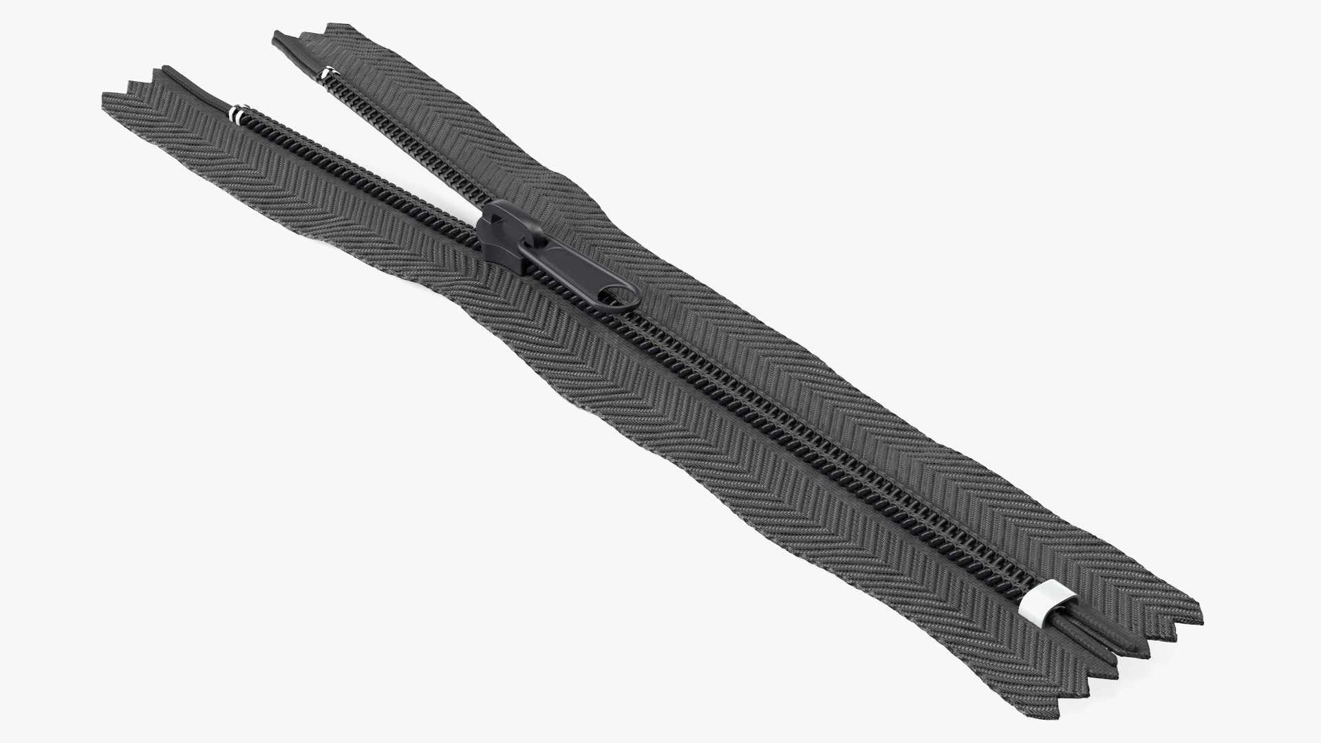 Nylon Coil Closed End Zipper Black 3D model preview