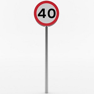 european speed limit sign 3D