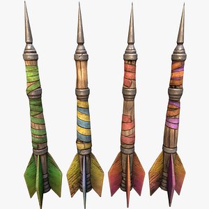 Medieval Wooden Dart Throwing Darts 3D