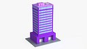 Tall Apartment Building Stylized Purple