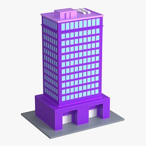 Tall Apartment Building Stylized Purple
