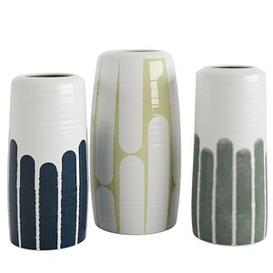 Multicolor striped ceramic vase 3D