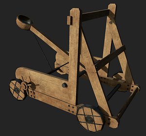 rusted wooden catapult 3D model