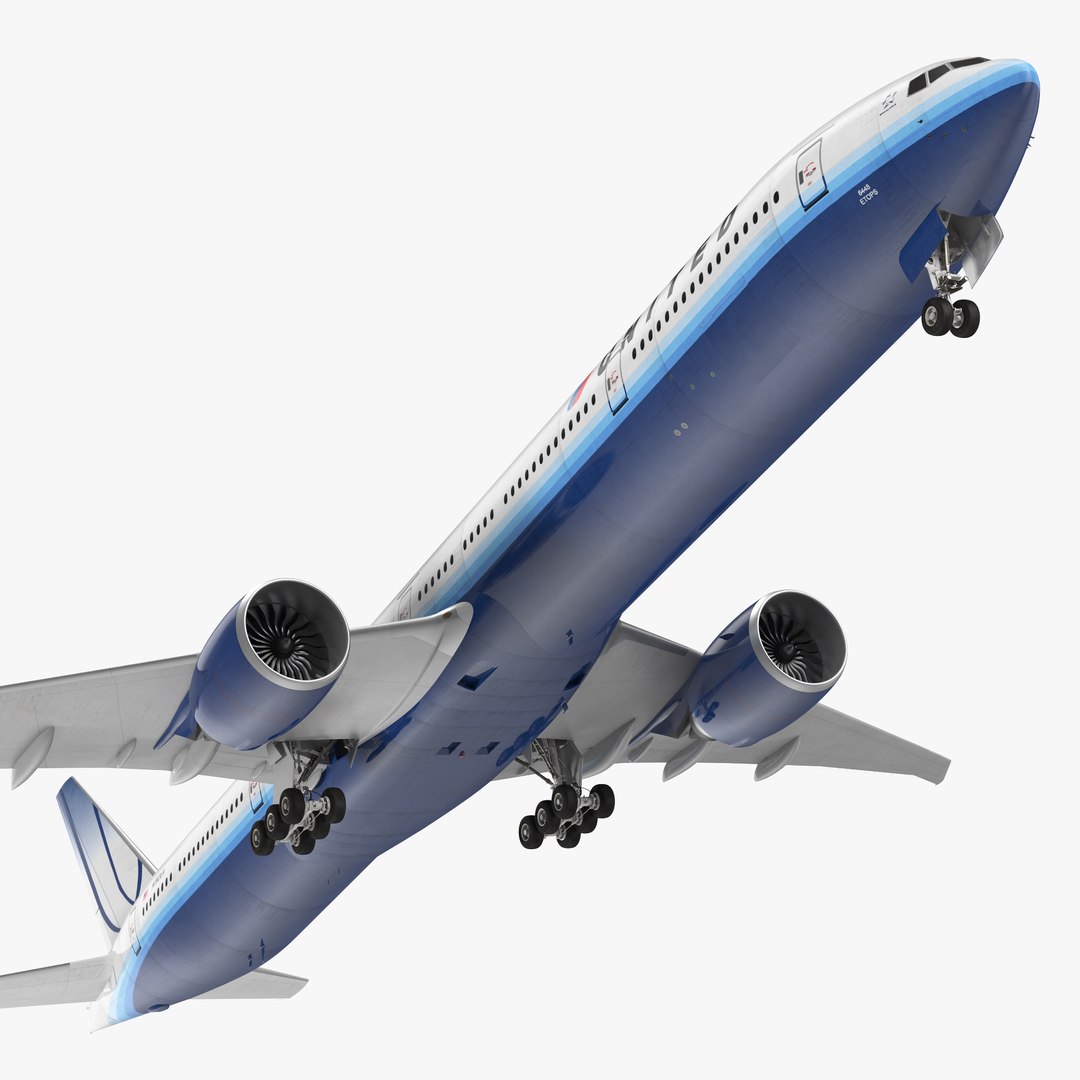 Boeing 777-9x United Airlines Rigged 3D Model 3D model preview