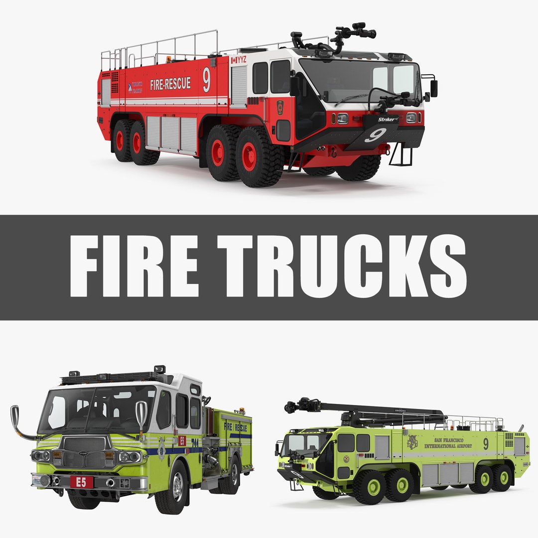 Fire Trucks Collection 3 3D model preview