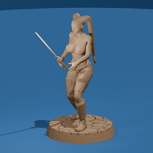 3D Alien Warrior Woman 3D Printable Sci-Fi Miniature