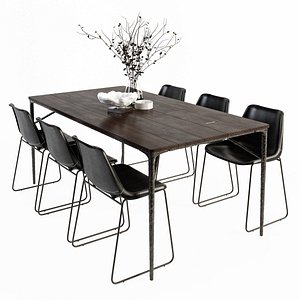 3D dining table chairs set