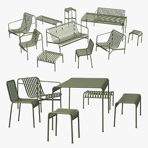 Hay Palissade Striped Outdoor Furniture Set Green