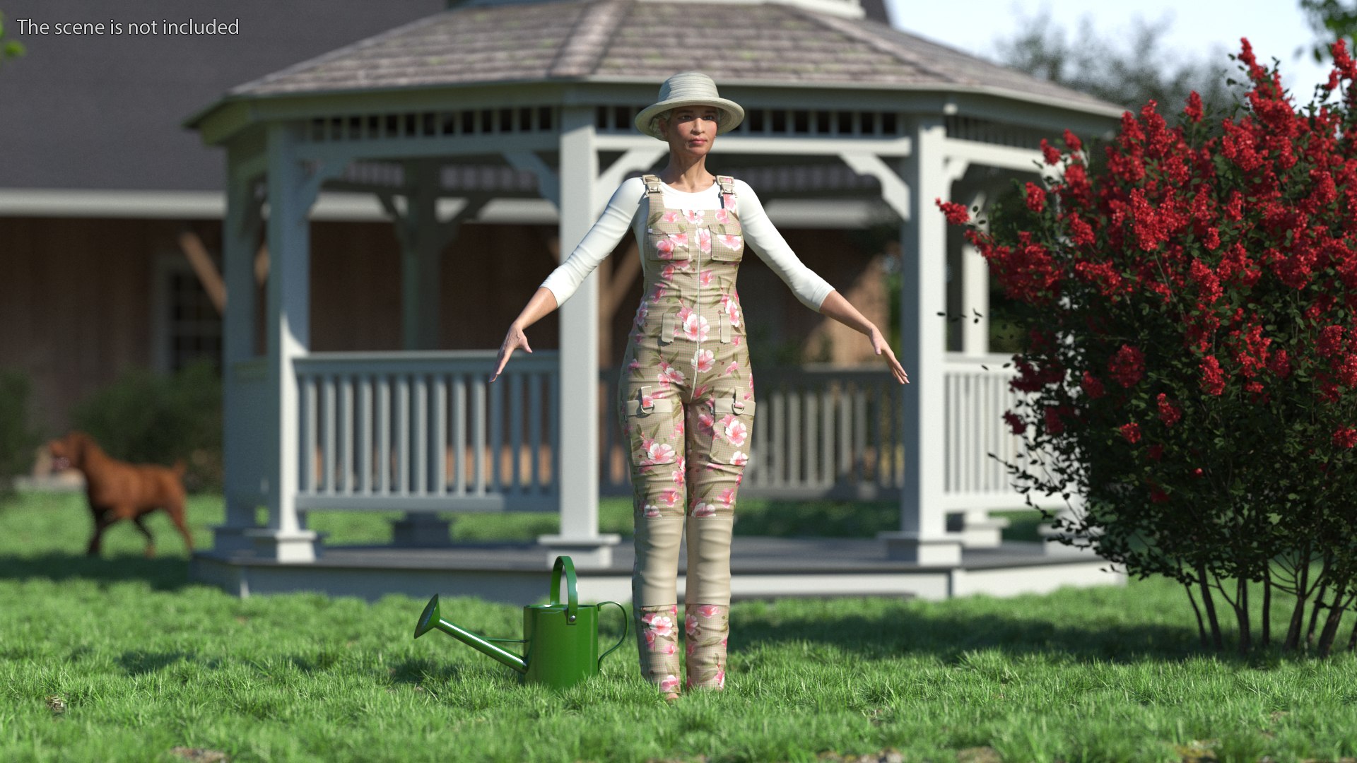 Gardener Asian Woman Rigged for Cinema 4D 3D model preview