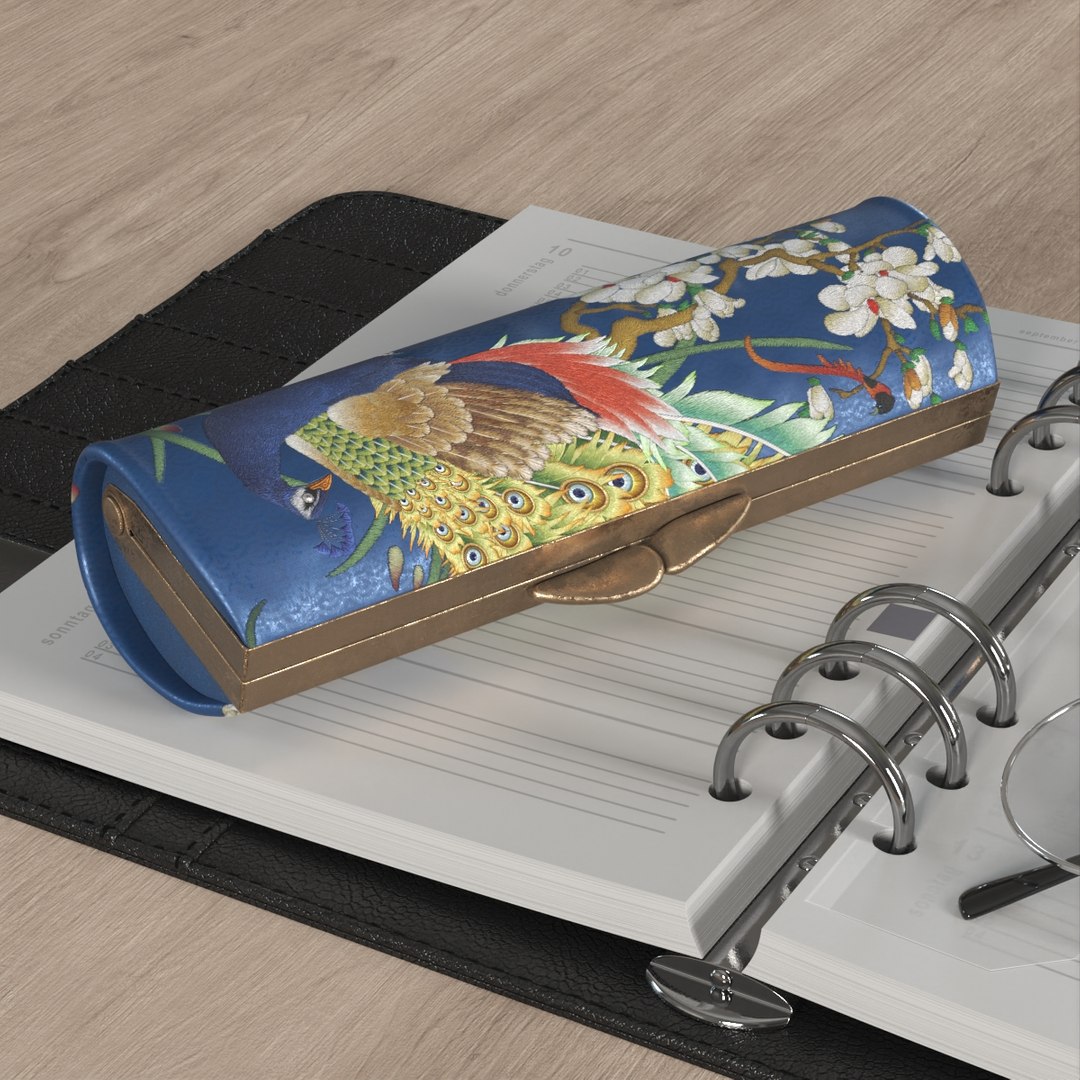 Vintage Embroidered Glasses Case 3D model preview