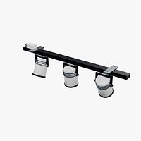 Three Head Track Light with Pinned Forks and Drilled Mounts