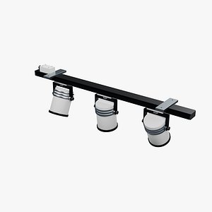 Three Head Track Light with Pinned Forks and Drilled Mounts