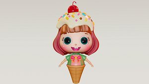 Cartoon IceCream Girl 3D model