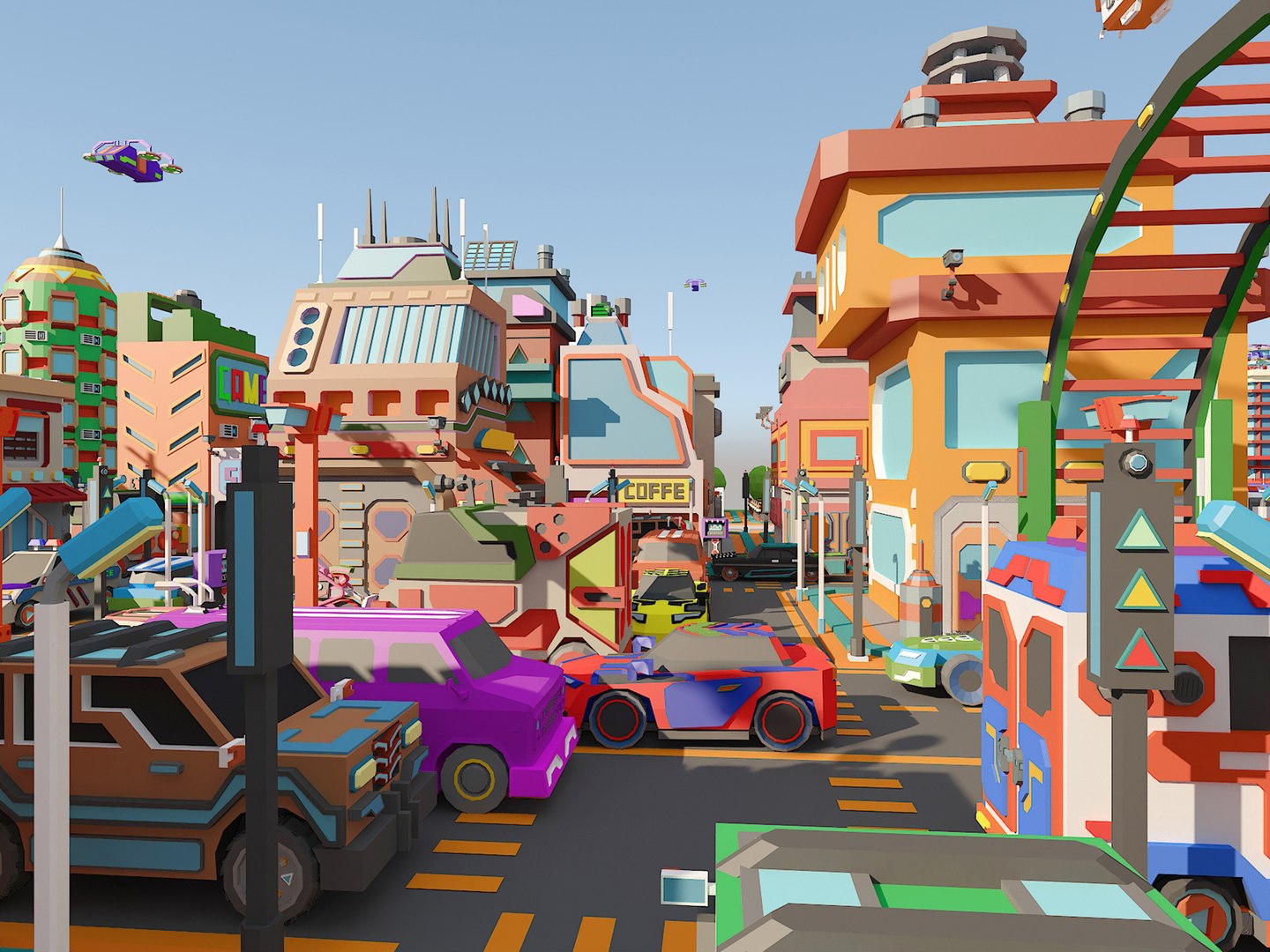 Low Poly Cartoon Science Fiction City 3D - TurboSquid 2325486