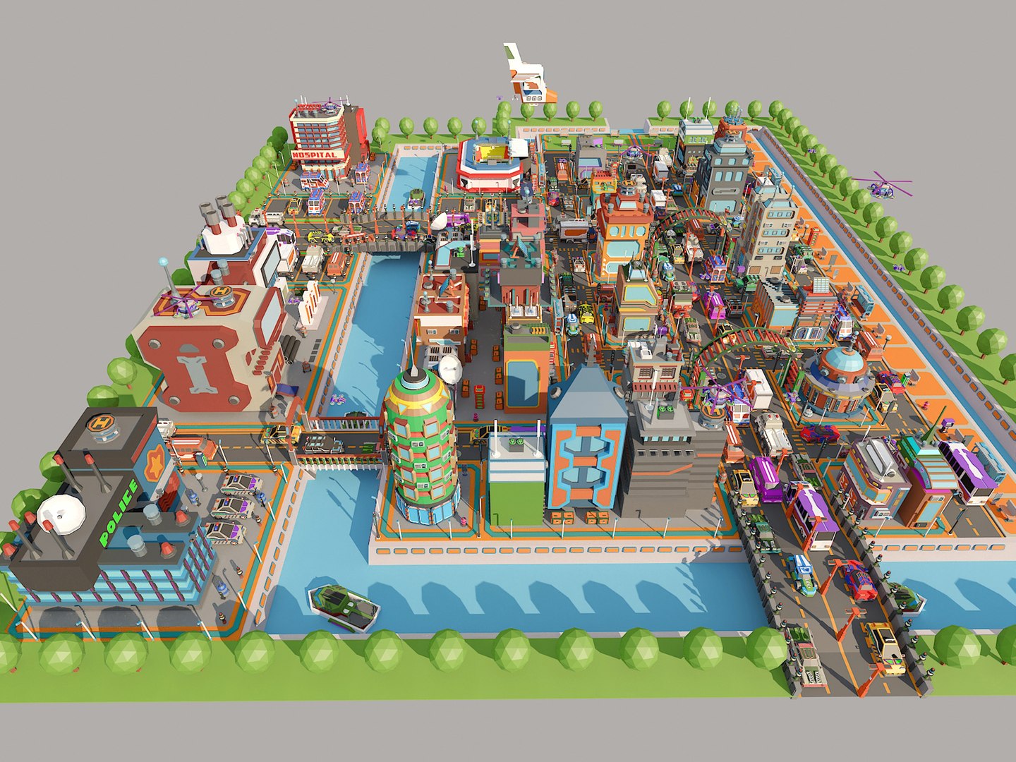 Low Poly Cartoon Science Fiction City 3D - TurboSquid 2325486