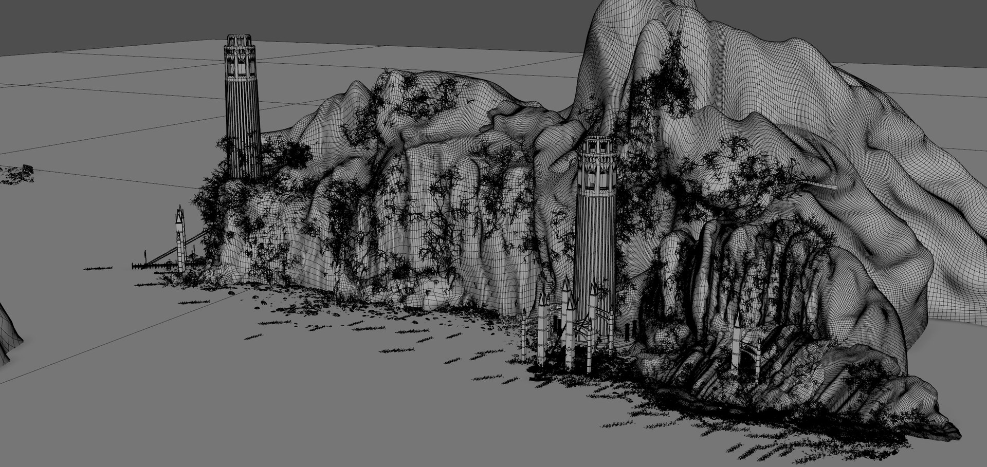 Twin LightHouses Landscape 3D Model - TurboSquid 2026970