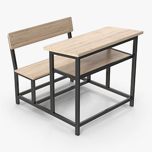 School Desk With Chair 3D
