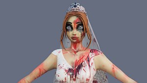 Cartoon Zombie Bride Girl Blender No RIGG 3D