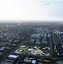 Vues aériennes et au sol du complexe de parc public de la ville moderne