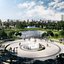 Vues aériennes et au sol du complexe de parc public de la ville moderne