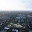 Vues aériennes et au sol du complexe de parc public de la ville moderne