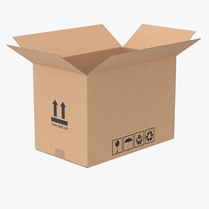 Cardboard Box 50x30x35 Half Open 3D model