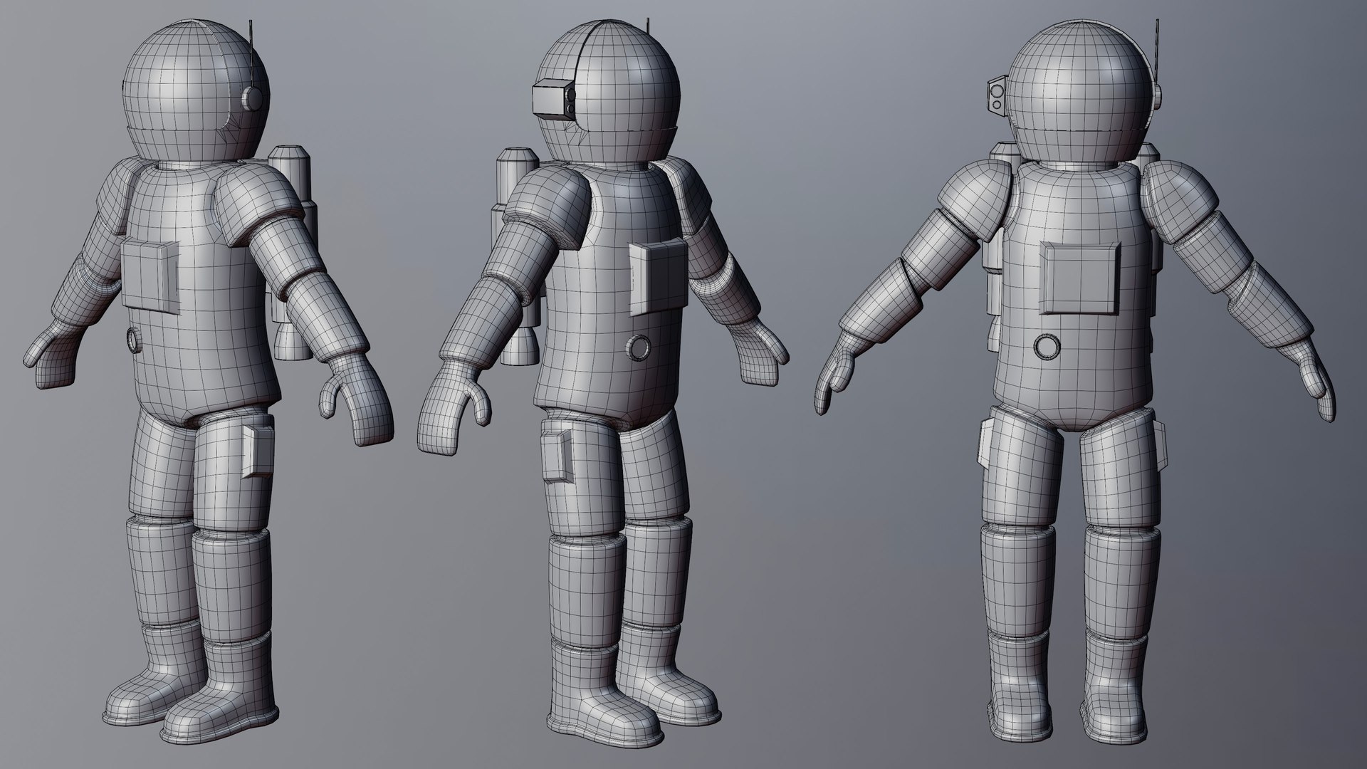 Stylized Astronaut - Rigged Blender 3D model https://p.turbosquid.com/ts-thumb/Us/r4xp6W/UE/wireframe/jpg/1748710109/1920x1080/fit_q87/2dc42f94b979ed579e8f312414756a4b5d97c2c3/wireframe.jpg