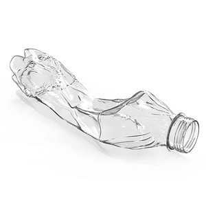 3D Empty Plastic Beverage Bottle Crushed Clear