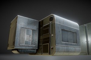 futuristic living module old metal 3d model