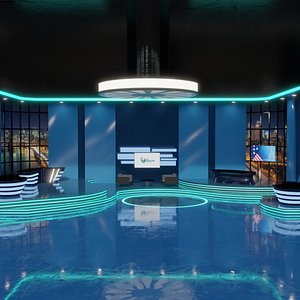 3D model Virtual TV News Talk Show Studio