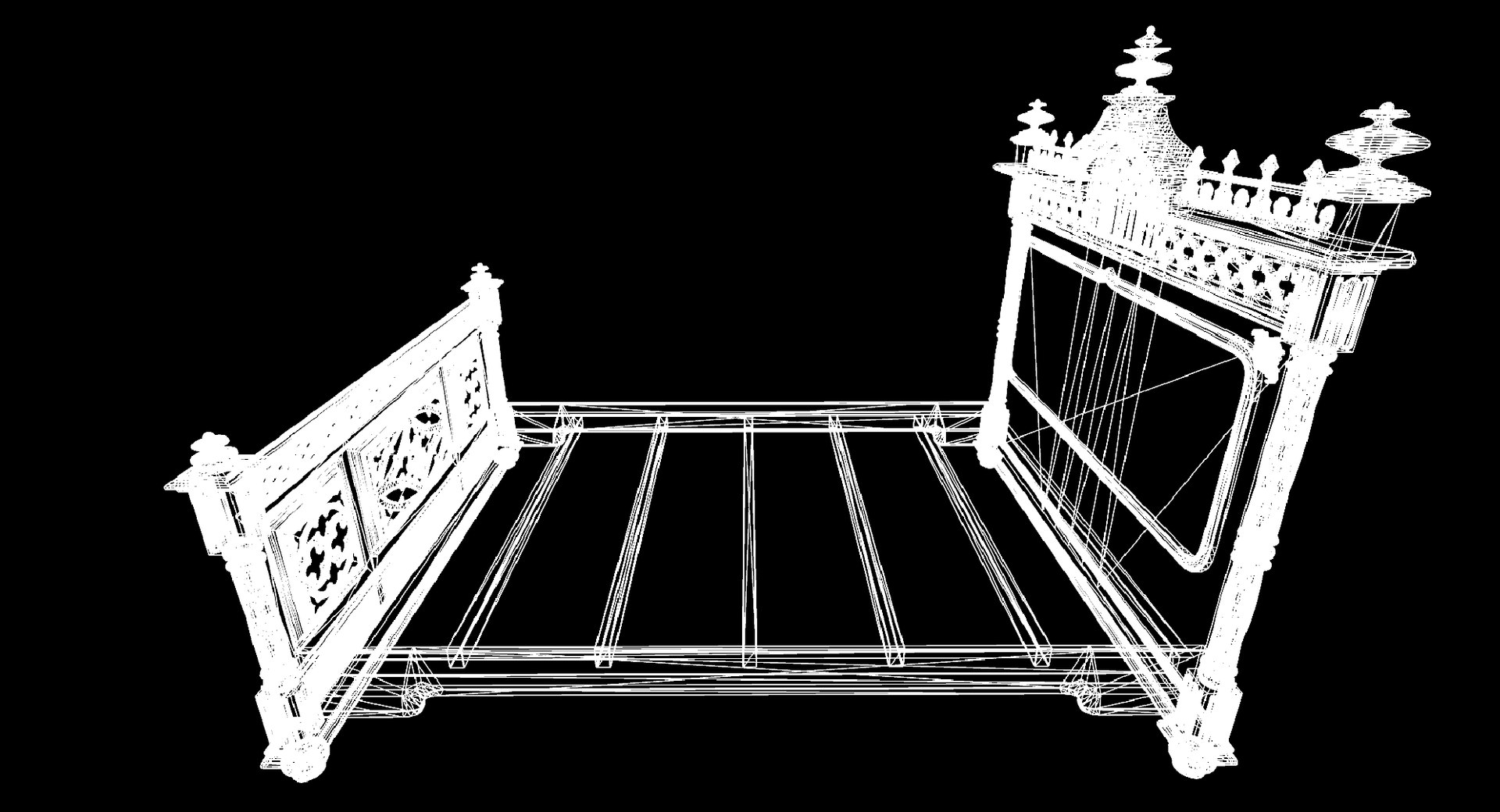 3D model Decorated Victorian bed with linens TurboSquid 1792124