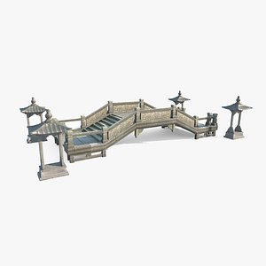 Ancient Asian Small Stone Bridge 3D model