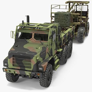 Military Forklift Loard Cargo to the OshKosh Truck