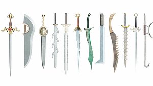 3D Collection of 12 special swords model