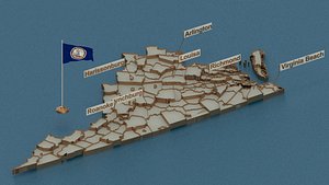 Virginia detailed Map with Animated Flag