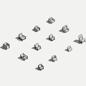 3D Armchairs - Pack of revit families